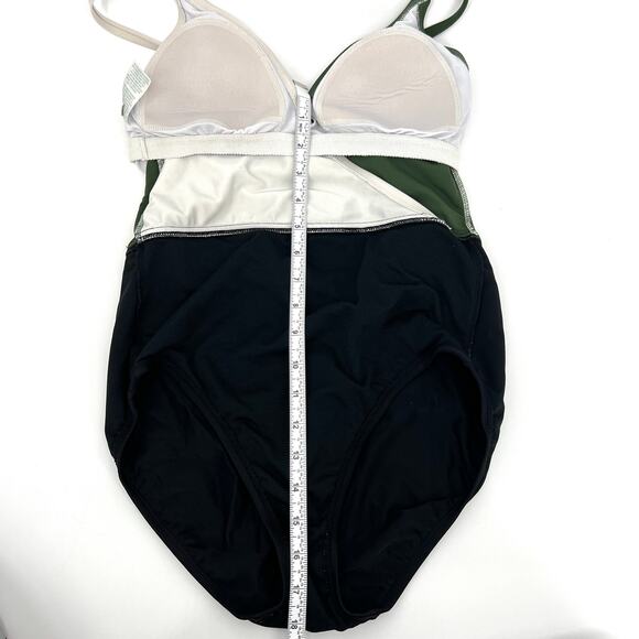 Kona Sol Color Block One Piece Adjustable Strap Bathing Suit Built in Bra Size M - Picture 8 of 11